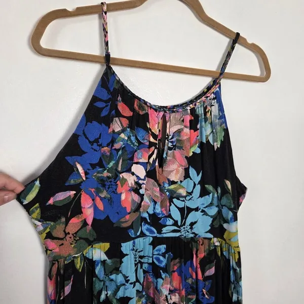 Lucy & Laurel Floral Maxi Dress Watercolor Sleeveless Vacation Braided XL - Image 8