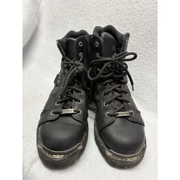 Women’s Harley Davidson Maddy Riding Boot Size 7.5 Black Grunge Goth Moto D84189 - Image 2