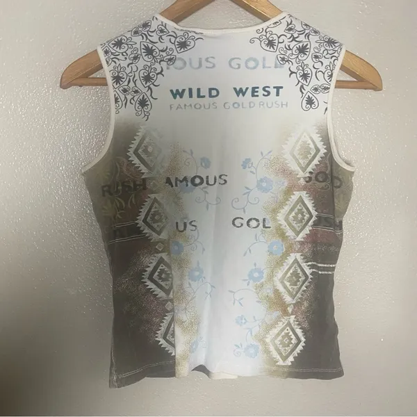 Vintage Route 66 White Tank Top with Brown Ombre‎ 2000s size small stretch - Image 4