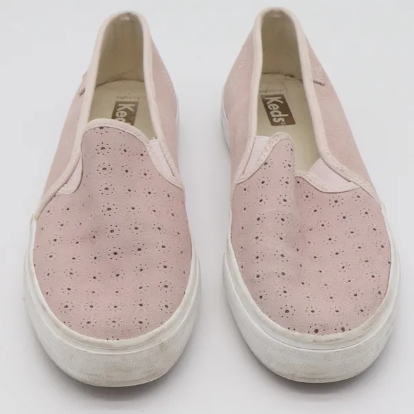 Keds Sneakers Womens 7.5 Pink Suede Eyelet Slip On Good - Image 3