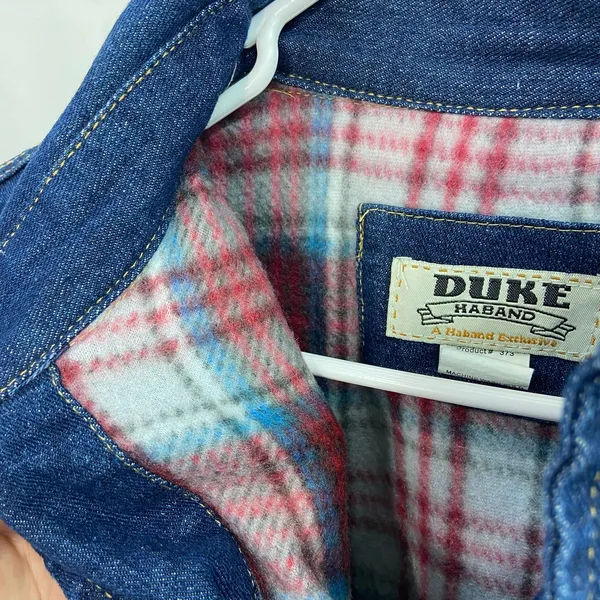 Vintage Duke Haband men's soft fleece lined denim‎ snap button pocket jacket M - Image 7