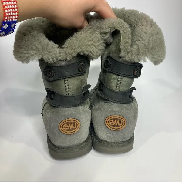 Emu Alba shearling style boots‎ winter suede leather women’s size 6 gray - Image 11