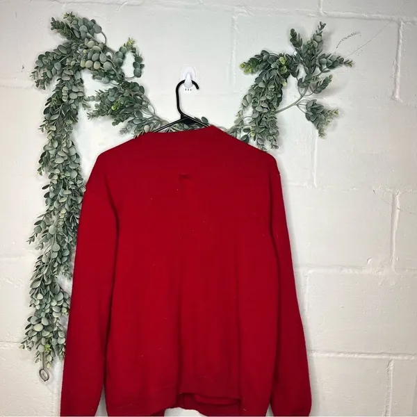 Talbots | women red wool button down sweater gold buttons - Image 5