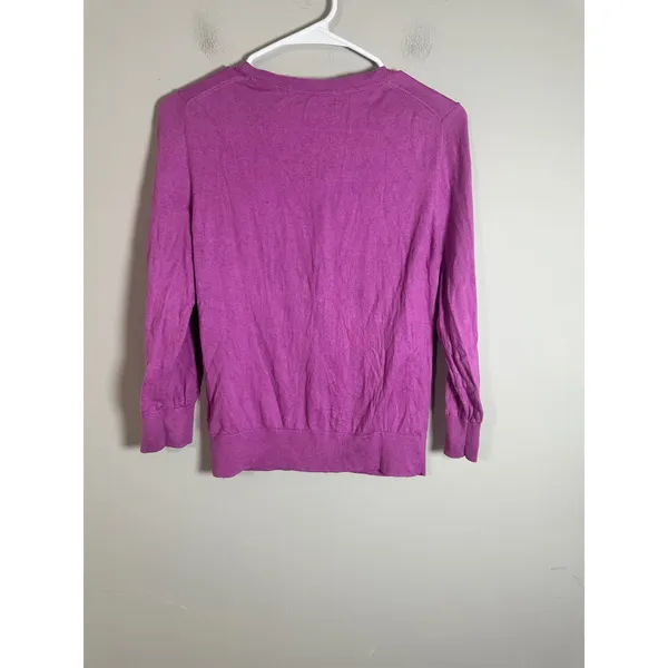 Banana Republic Cardigan Petunia Purple Cotton Silk V-Neck Sweater Size M‎ - Image 5