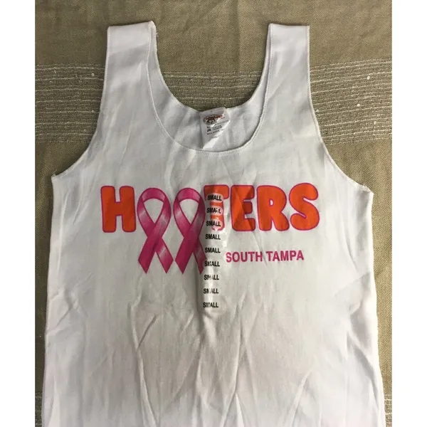 B25-5 New Hooters Girl Uniform Breast Cancer Pink Ribbon Tank South Tampa Small - Image 2
