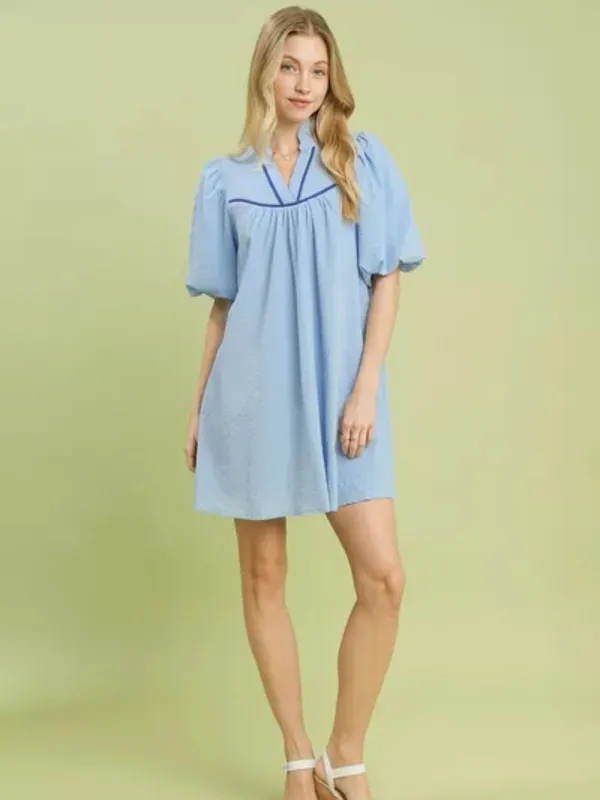 Umgee Seersucker Puff Sleeve Dress‎ - Image 5