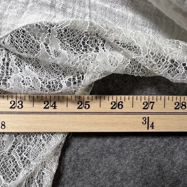 Hem &‎ Thread Ivory Lace Panel Gauze Button Down Shirt Large Boho Romantic Sheer - Image 7