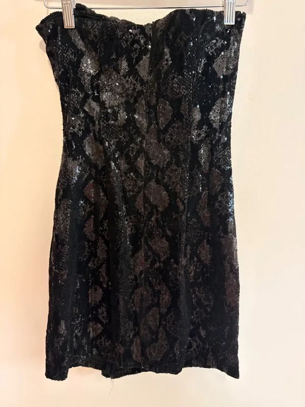 ZARA strapless Black sparkly mini dress - Image 4