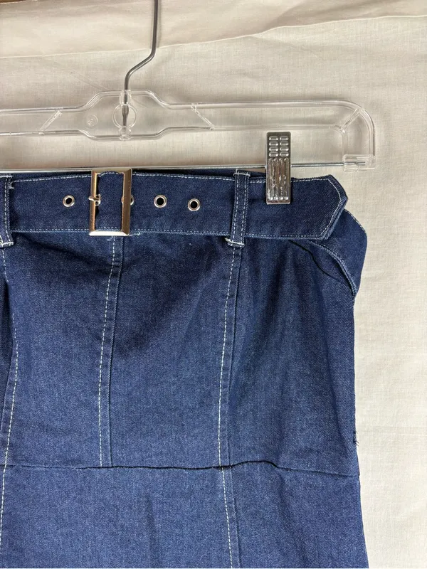 NWT Stiletto's Strapless Dark Wash Buckle Mini Dress Size L - Image 3