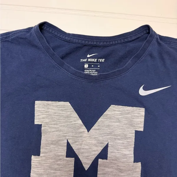 Nike Blue Tee with Gray 'M' Logo - Image 2