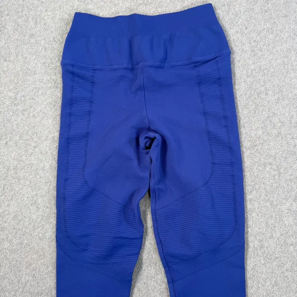 NUX Blue Ribbed Leggings Size Medium High Rise Active Stretch - Image 7
