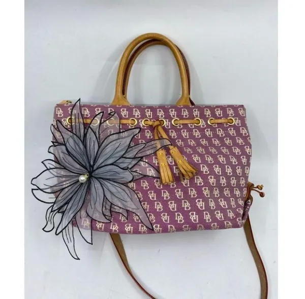 DOONEY & BOURKE Purple White Tan Tote Crossbodybag - Image 3