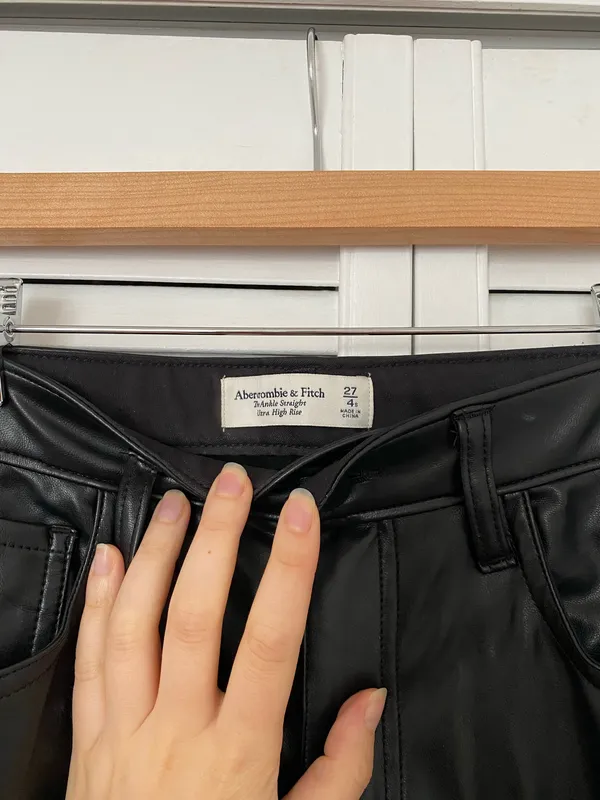 Abercrombie Black Vegan Leather Pants Ankle Straight Ultra High-Rise - Image 2
