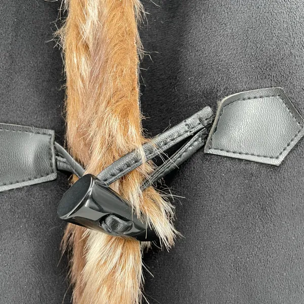 Black Faux Fur Lined Hooded Winter Coat Microsuede Coldwater Creek Petite L | 14 - Image 8