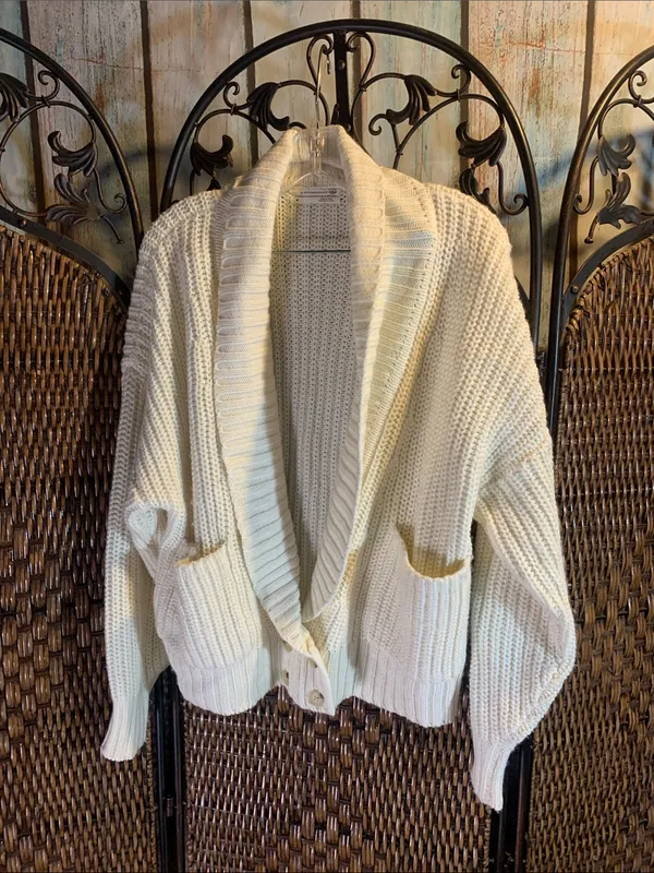 Anthropologie Cream Cardigan Size M - Image 3