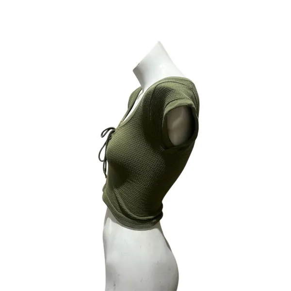 Urban Outfitters Out From Under Women's Olive Green Crop Top Short Sleeve Tee M - Image 8