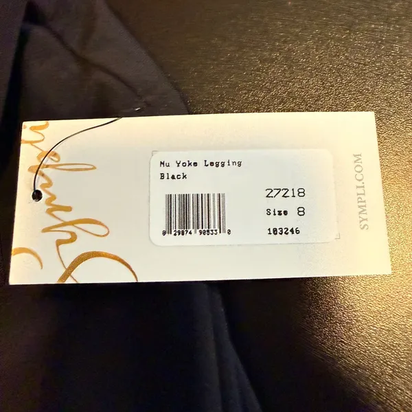 NEW‎ Sympli Nu Yoke Leggings Size 8 Black High Rise Jersey Knit 27218 Yoga - Image 2