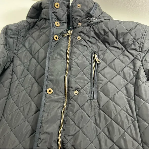 Lauren Ralph Lauren Black Quilted Coat with Removable Hood - Image 6