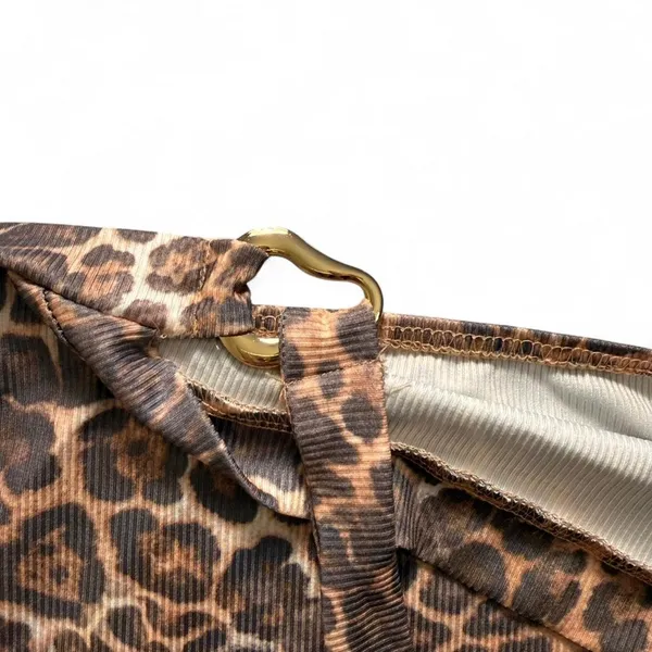 Leopard animal print halter top mini dress with gold detail - Image 3