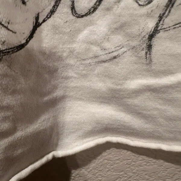 Disney Mickey Mouse sketch hi and bye raw hem cropped tee sz L - Image 3
