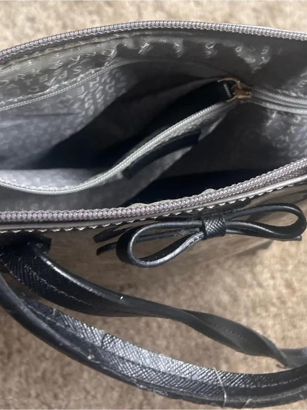 Kate Spade Sparkle Bow Tote Bag in Silver glitter tote - Image 7