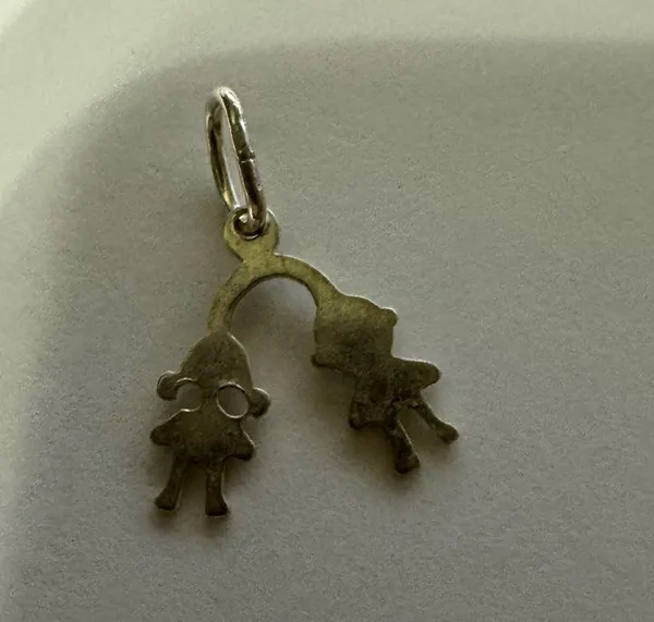 Silver Tone boy and girl Pendant - Image 2