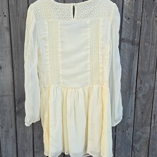 Free People Cream Lace Dress, long sleeve Size S - Image 3