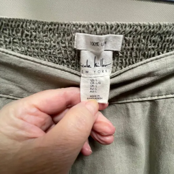 Nicole Miller size L100% linen wide leg cropped pants. - Image 3