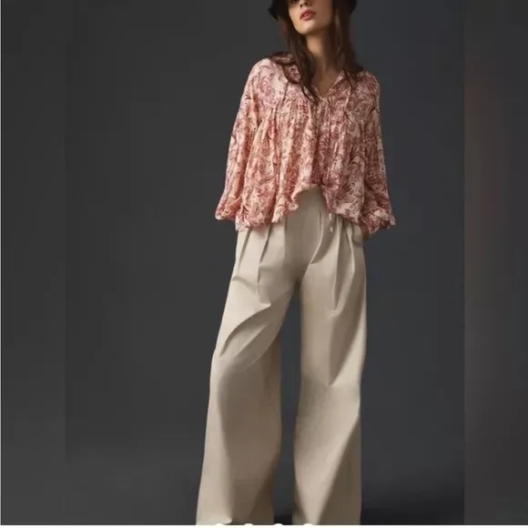 ANTHROPOLOGIE Paisley‎ Boho Top Small Petite Shirred - Image 8