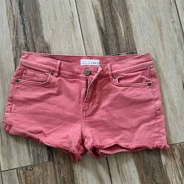 LOFT Women's Pink Cut-Off Jean Shorts Size 26 Frayed Hem - Image 6