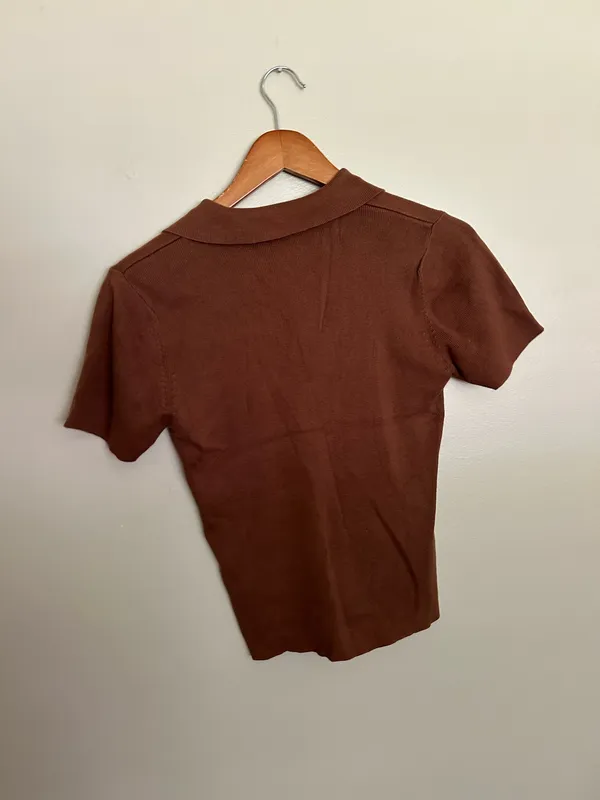 Unbranded ribbed collared shirt Brown - Image 3