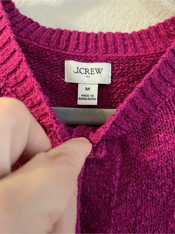 J. Crew Sweet Magenta Short Sleeve Slub Cardigan Sweater Top Size Medium - Image 3