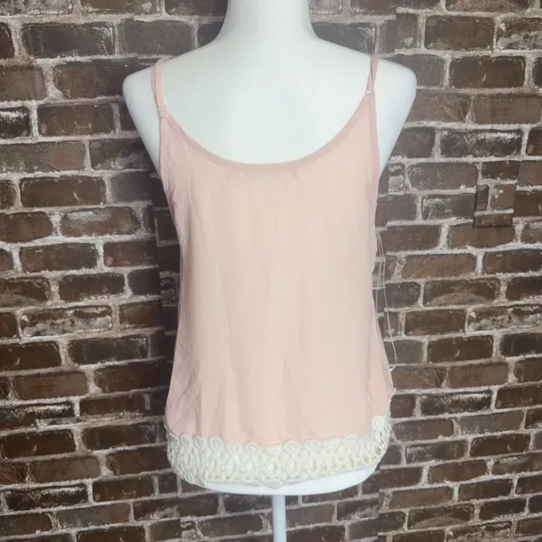 Liberty Love Spaghetti Tank Top Women’s Medium Pink White Lace 100% Polyester - Image 4