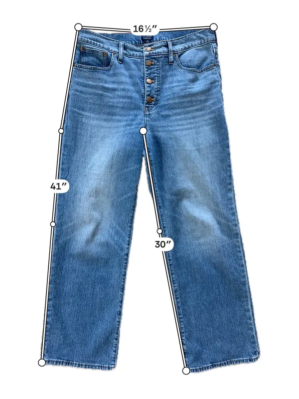 J.Crew Full Length Wide-Leg Jeans Button Fly Blue Size 30 - Image 3
