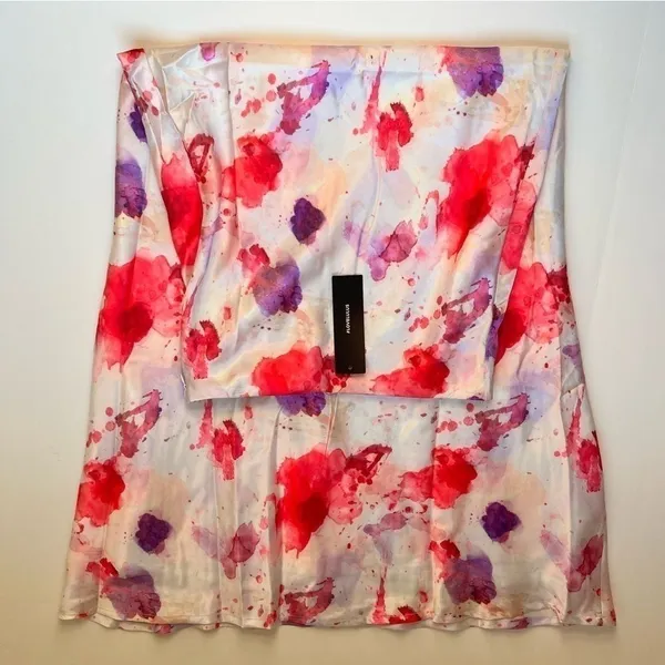 Lulus Satin Pink/Purple Splatter Skirt Size XS/Small NWT - Image 2