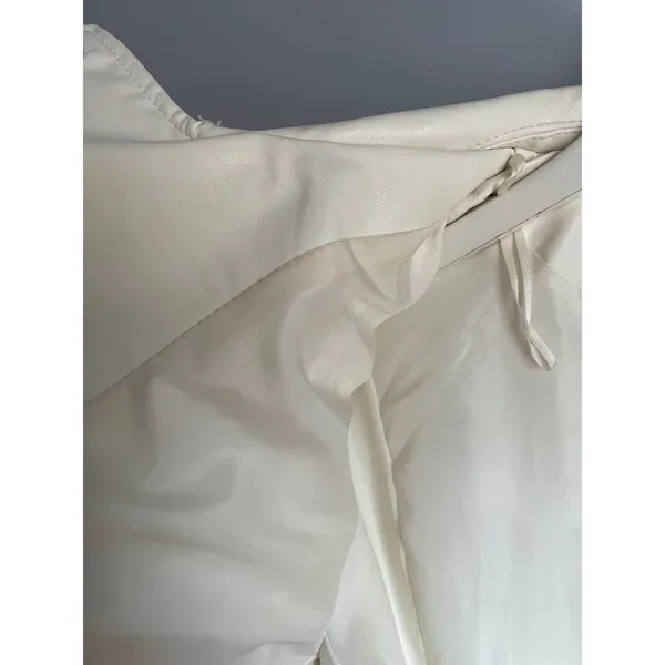 ZARA Cream White Moto Biker Jacket Minimalist Size Medium Neutral Oversized - Image 7