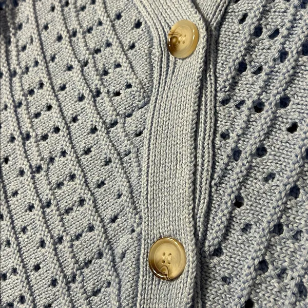 Lulu's Light Blue Open-Knit Cardigan Size Large - Image 4