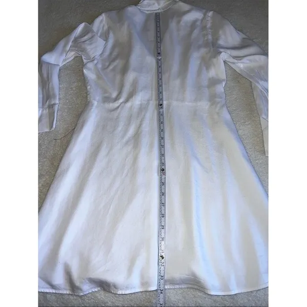 DR2 White Ruched Button Front Shirt Dress M NWT Cottagecore Minimalist - Image 8