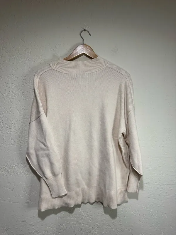 ZESICA Cream Ribbed Mock Neck Oversized Pullover Sweater - Large - Image 2