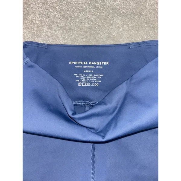 spiritual gangster biker shorts blue stripe color block‎ xs - Image 2