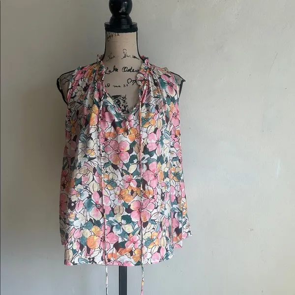 The Korner Floral Sleeveless Ruffle Collar Blouse Size Small NWT - Image 11