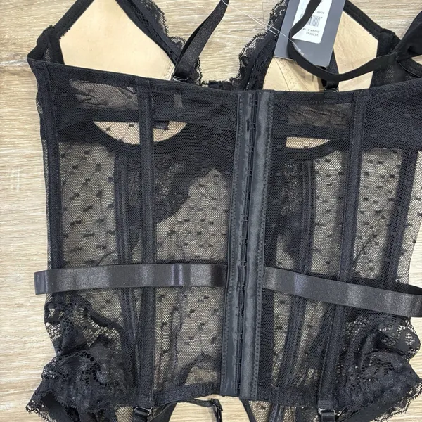 Fredericks Of Hollywood Corset Womens Size Large Black Lace Set NEW Lingerie - Image 6