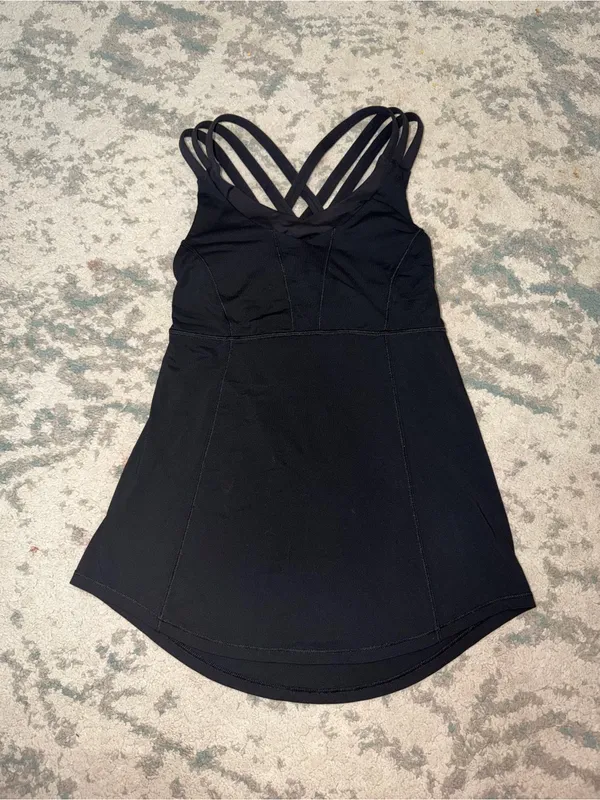 Lululemon Beat The Heat Tank Black Size 4 Strappy Back 2-in-1 Running - Image 4