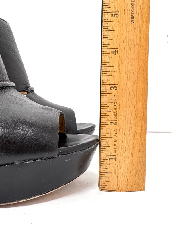 COACH black leather peep toe wedge shoes, size 8.5B - Image 12