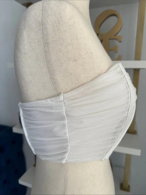 Tic Toc Strapless White Structured Bustier Top - Image 4