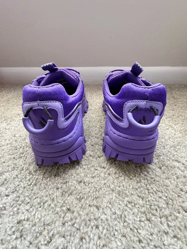 SKECHERS Women’s Purple Memory Foam Leather Low Top Lace-Up Athletic Sneakers - Image 6