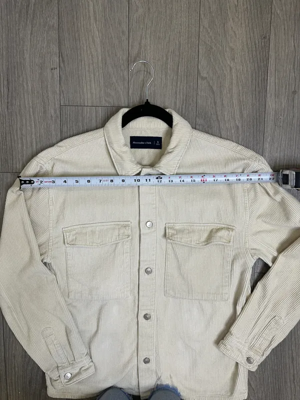 Abercrombie & Fitch Cream Corduroy Shirt Jacket | Men’s Size S - Image 7