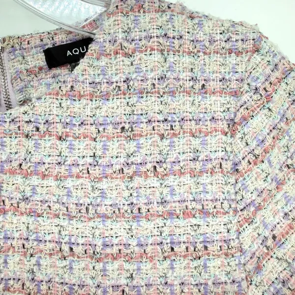 Aqua Rainbow Tweed Mini Dress Womens Small Pink‎ Multi Preppy Classic Feminine - Image 7