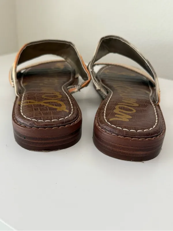 Sam Edelman Haydee Beige Woven Slip On Open Toe Sandals 9 - Image 7