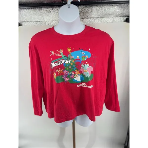 Disney Parks Disney World Do Not Open Until Christmas Characters Shirt 1X Red - Image 5